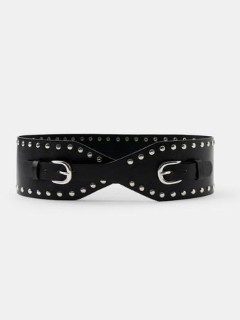 Zara Black Double Buckle Studded Waist Belt